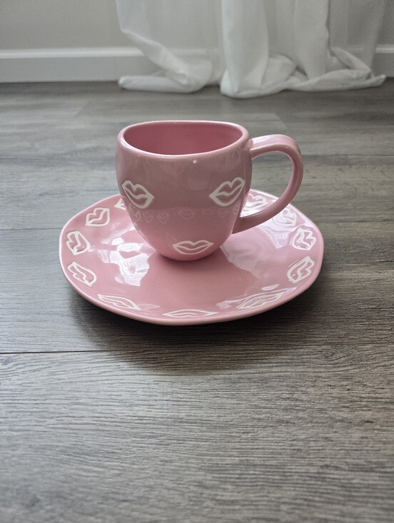 Anthropologie Other - Anthropologie Vida Icon stoneware mug and saucer set Valentine's Day edition